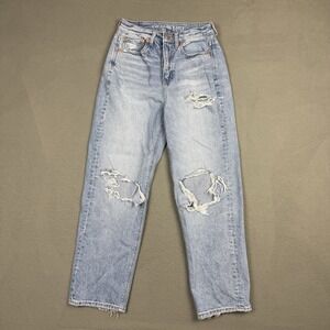 American Eagle Jeans Womens 2 Short Highest Rise 90s Boyfriend Distressed Ripped